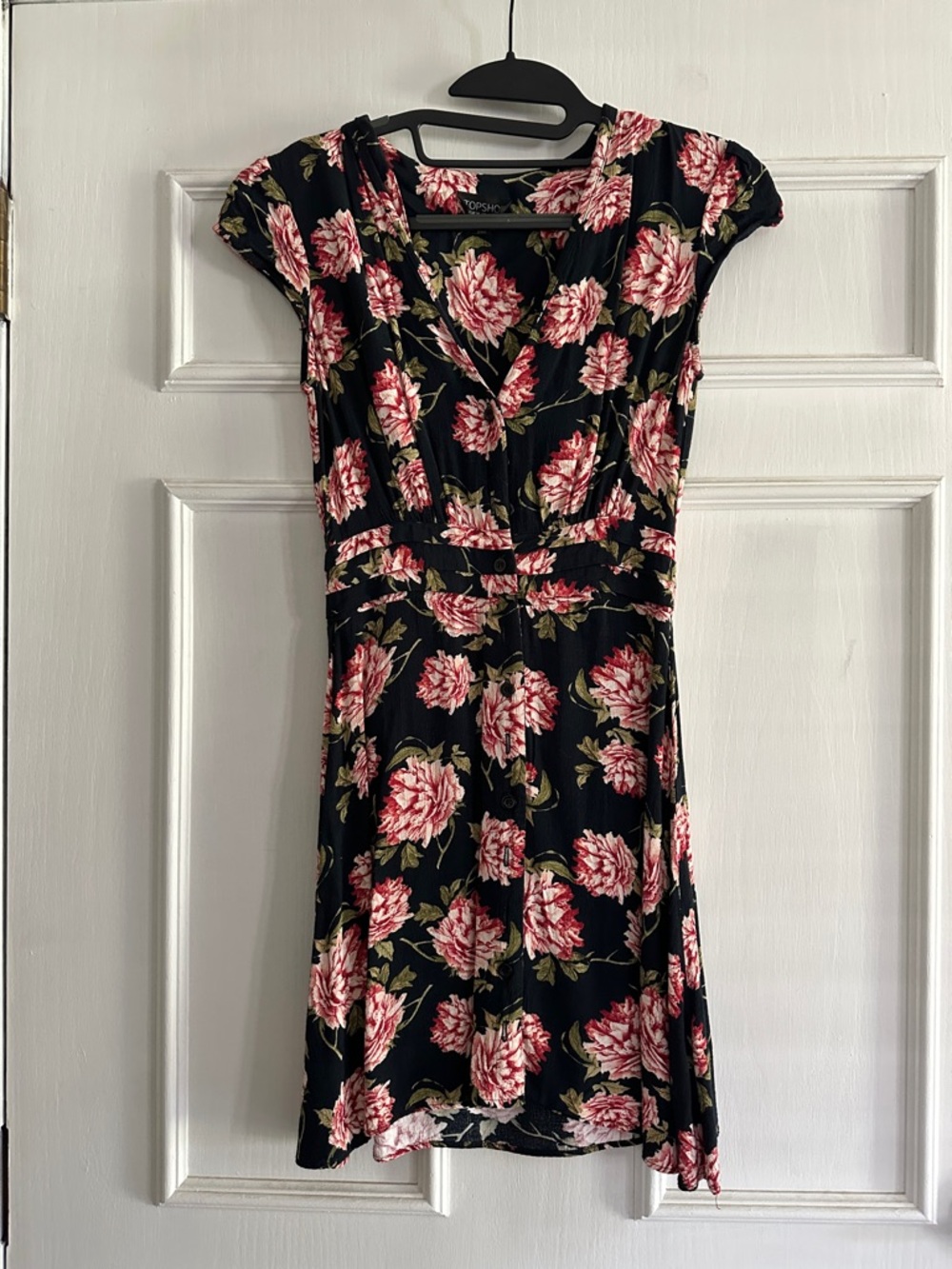 Topshop 0 Floral Button Down Mini Dress